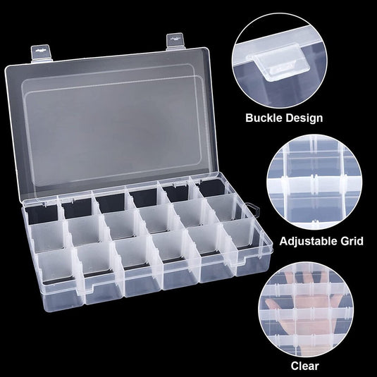 18 Grids Clear Plastic Jewelry Box Organizer
