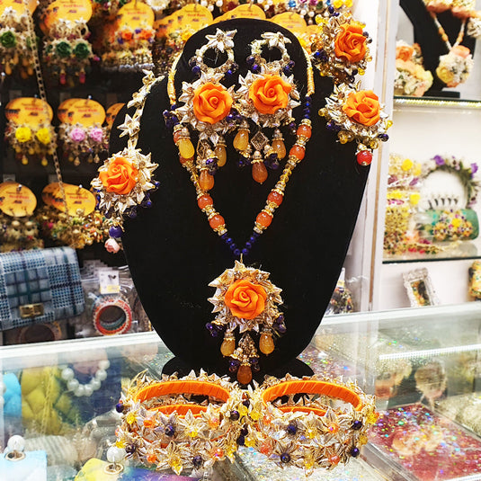 Orange Mehndi Jewellery  Set