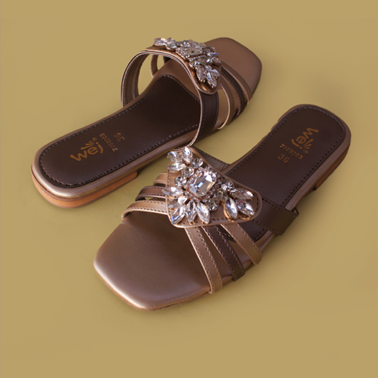 Golden Fancy Slippers for women