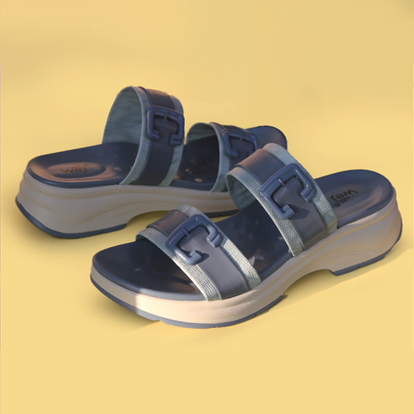 Load image into Gallery viewer, Blue Wedge Slippers for women
