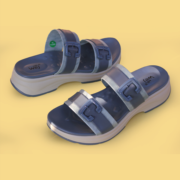 Load image into Gallery viewer, Blue Wedge Slippers for women
